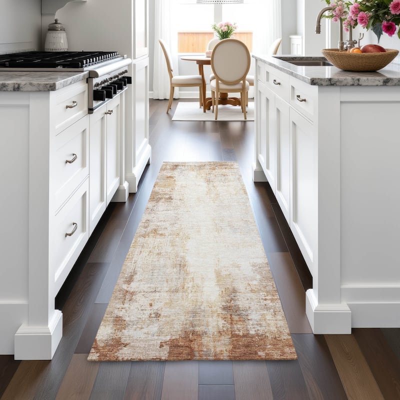 Machine Washable Indoor/Outdoor Abstract Solid Chantille Rug