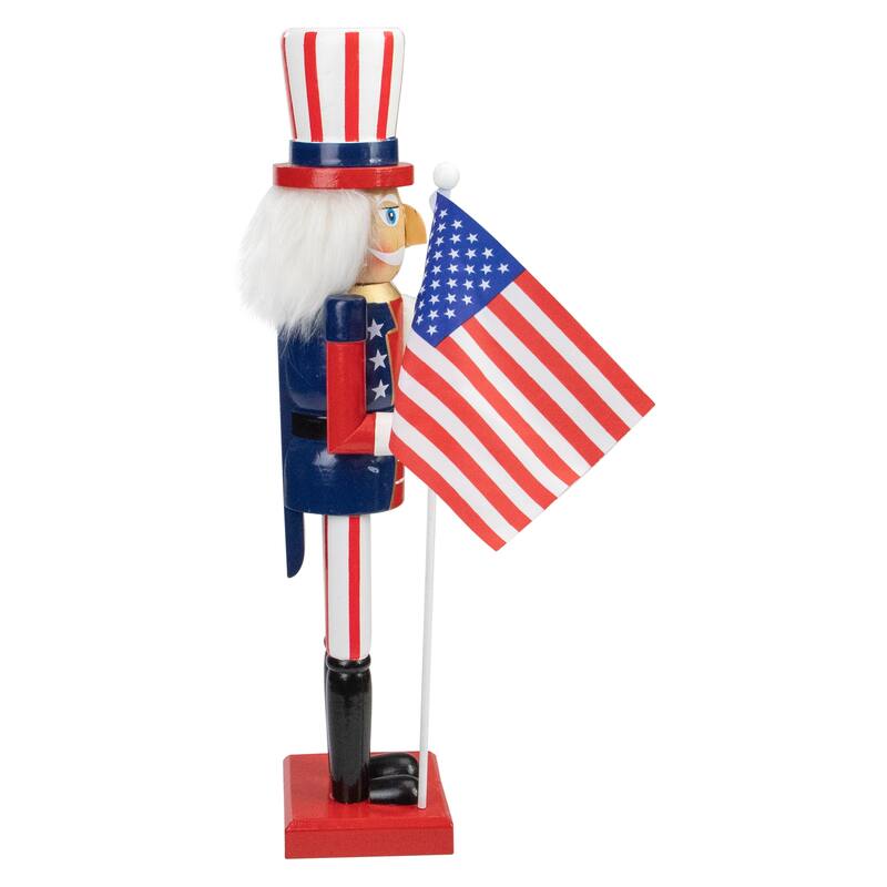 Patriotic Wooden Uncle Sam Christmas Nutcracker - 15"