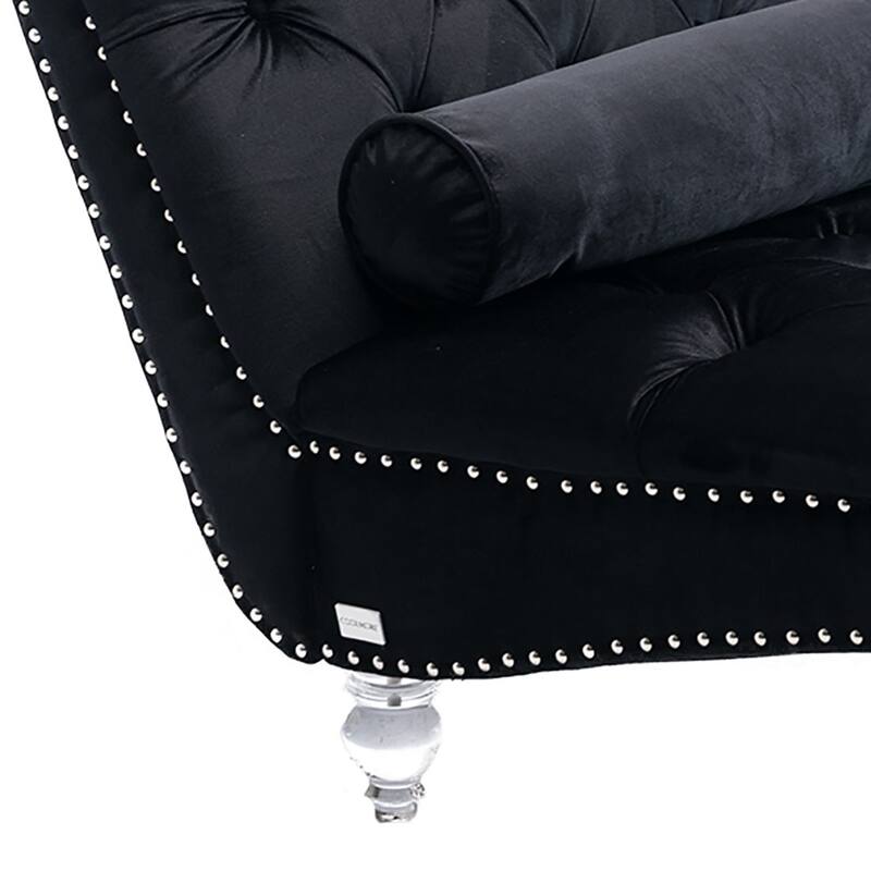 Elegant Stylish Velvet Upholstered Leisure Lounge Chair with Transparent Acrylic Legs