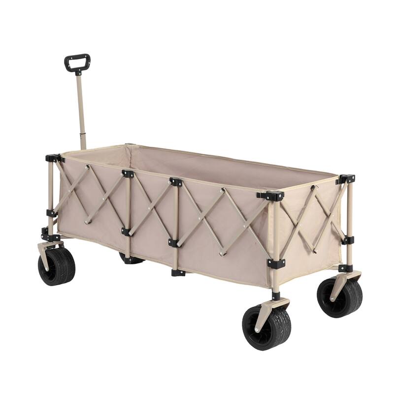 Foldable Wagon with All-Terrain Wheels & Drink Holders, 220lb Capacity