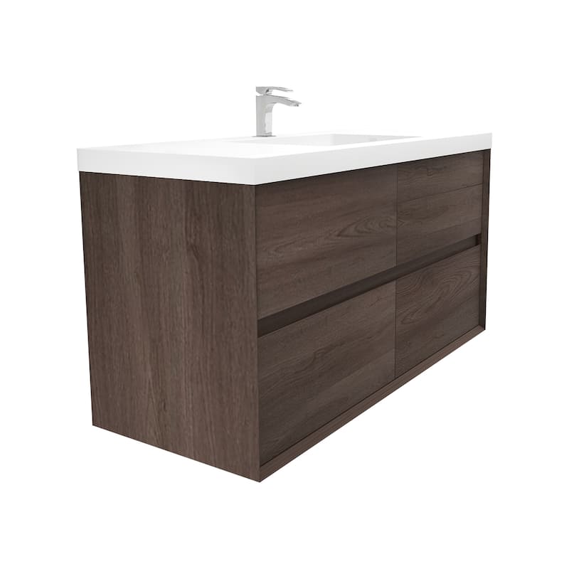 Selina 48" Wall Mounted Vanity with Single Sink - 48 - Matte - Red Oak