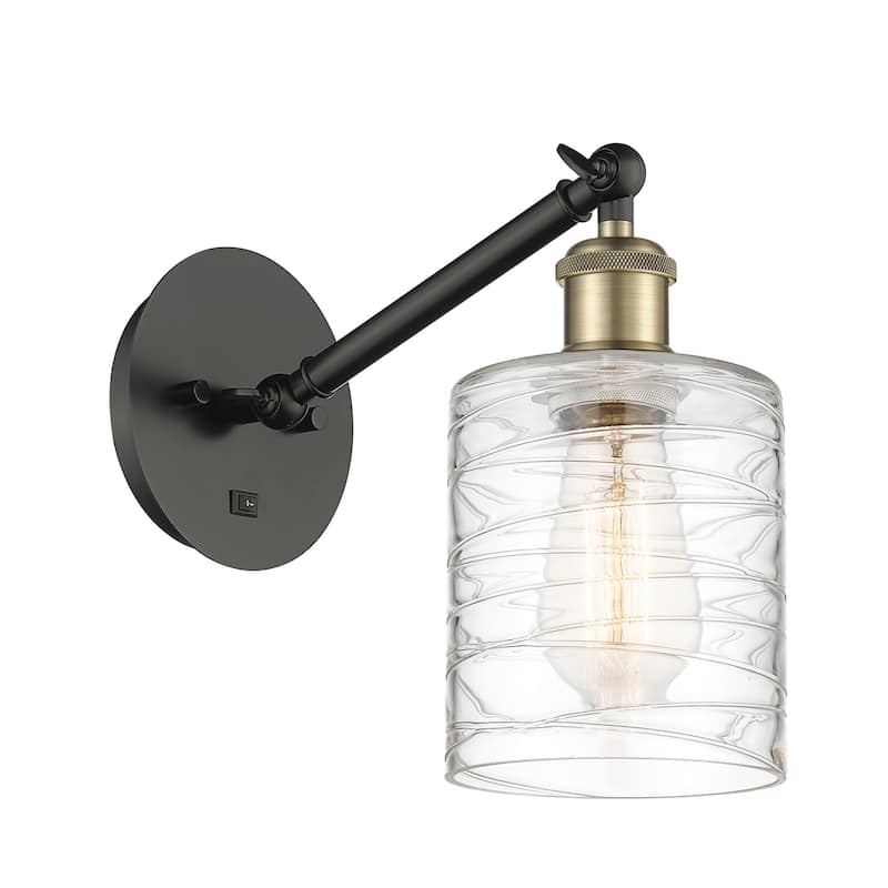 Innovations Lighting 317-1W-13-6 Cobbleskill Sconce Cobbleskill 13" - Black Antique Brass / Deco Swirl