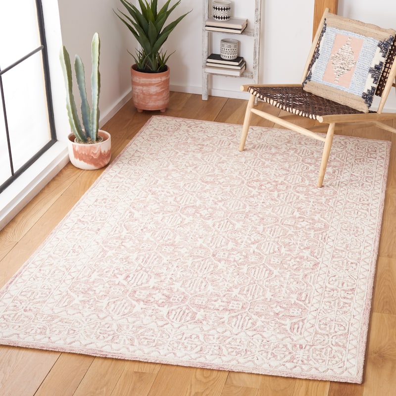 SAFAVIEH Handmade Metro Heidur Wool Rug - 5' x 8' - Dark Pink/Ivory