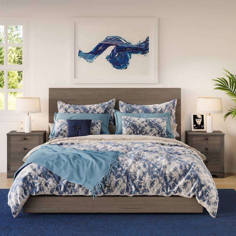 Bedroom Nightstand with Charging Station, Bedside Table with 2 Drawers