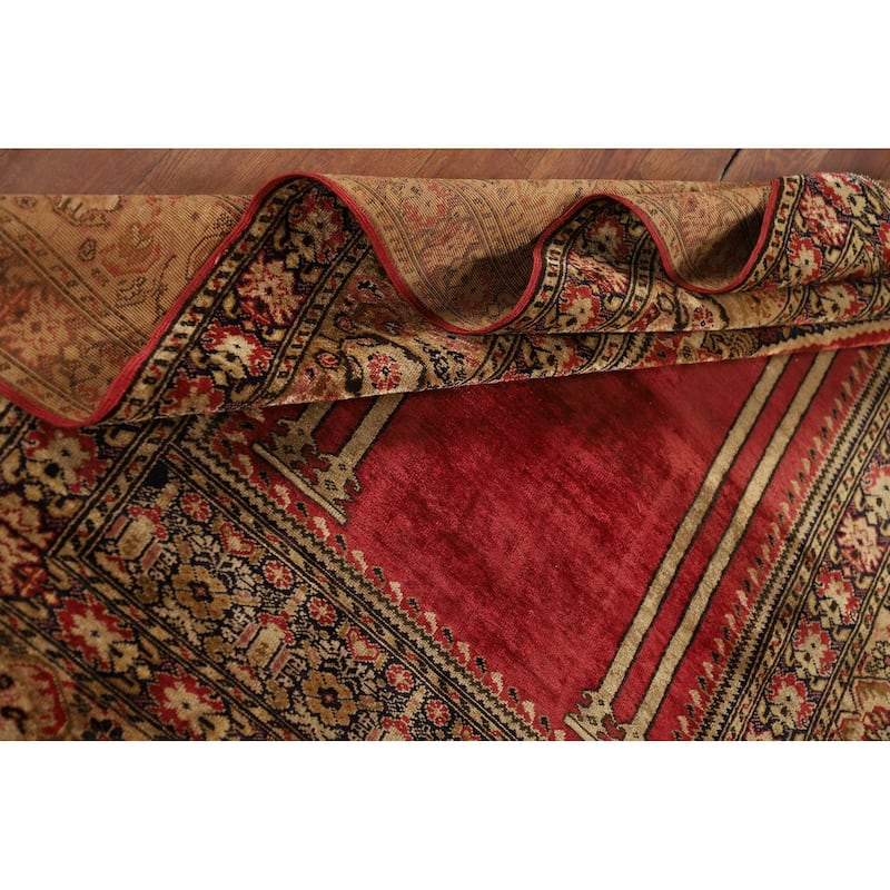 100% Silk Anatolian Turkey Foyer Rug Hand-Knotted Wool Carpet - 4'1" x 5'8"
