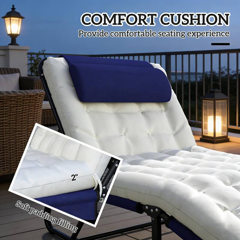 GDFStudio - Karlsson Folding Outdoor Lounger with Adjustable Full-Body Comfort Design - Chaise Lounge