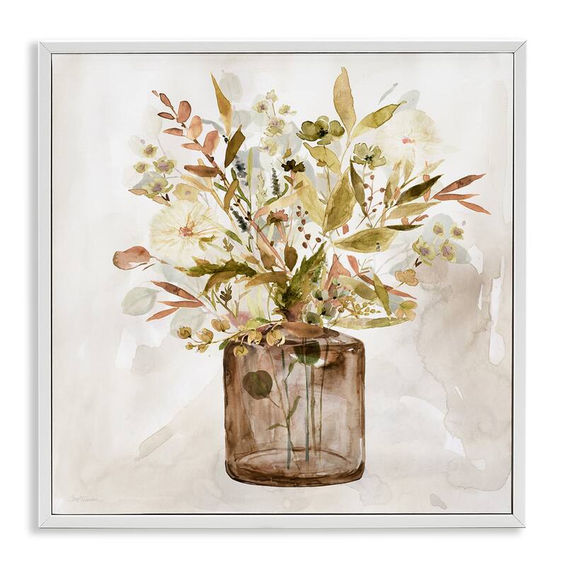 Stupell Earthy Mixed Botanicals Floral Blossoms Watercolor Detail Framed Wall Art, Design by Carol Robinson - 17 x 17 - White