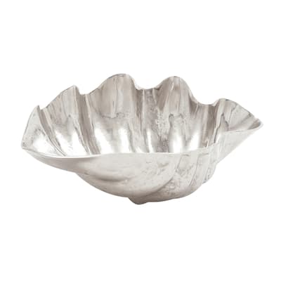 Aluminum Metal Shell Shell Decorative Decorative Bowl - Silver - Roche River Decor