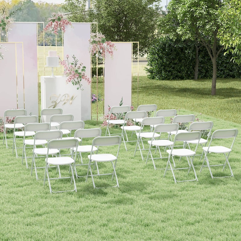 Costway 4/8/12/16/20 Pack Metal Folding Chairs with Plastic Seat &