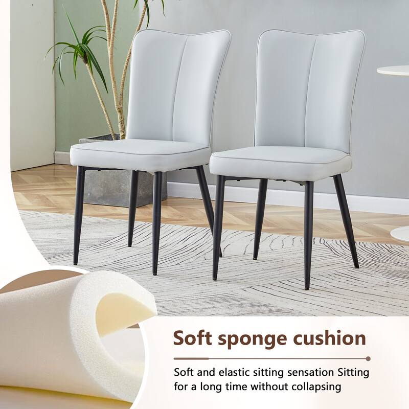 Dining Table Set for 6, Rectangular Dining Room Table Set for 6, Kitchen Table and 6 PU Chairs, 64" Wood Table Set with Textured