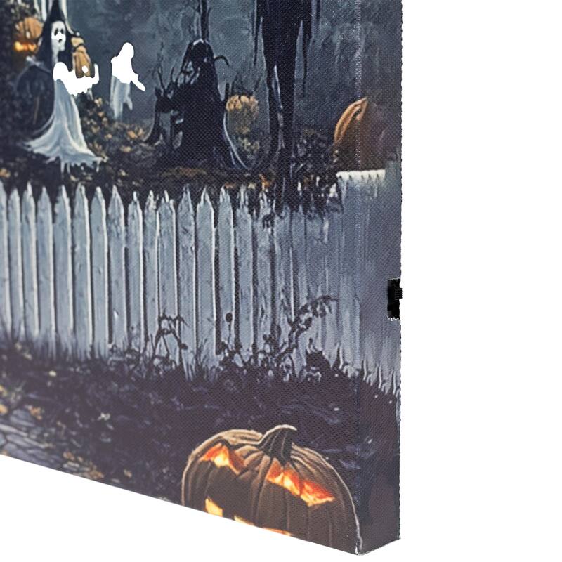 LED Lighted Haunted House Halloween Canvas Wall Art - 15.75 x 23.75"