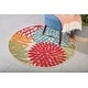 preview thumbnail 58 of 150, Nourison Aloha Floral Modern Indoor/Outdoor Area Rug 4' Round - Red/Orange