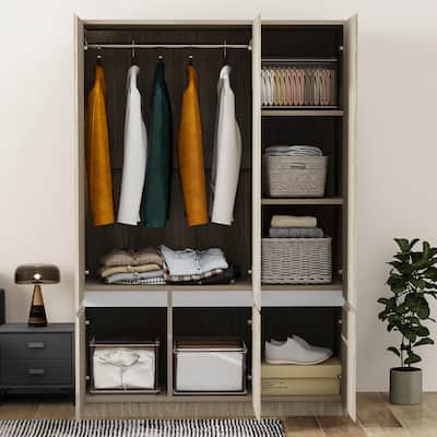 6-Doors Armoire & Wardrobe with Storage Shelves