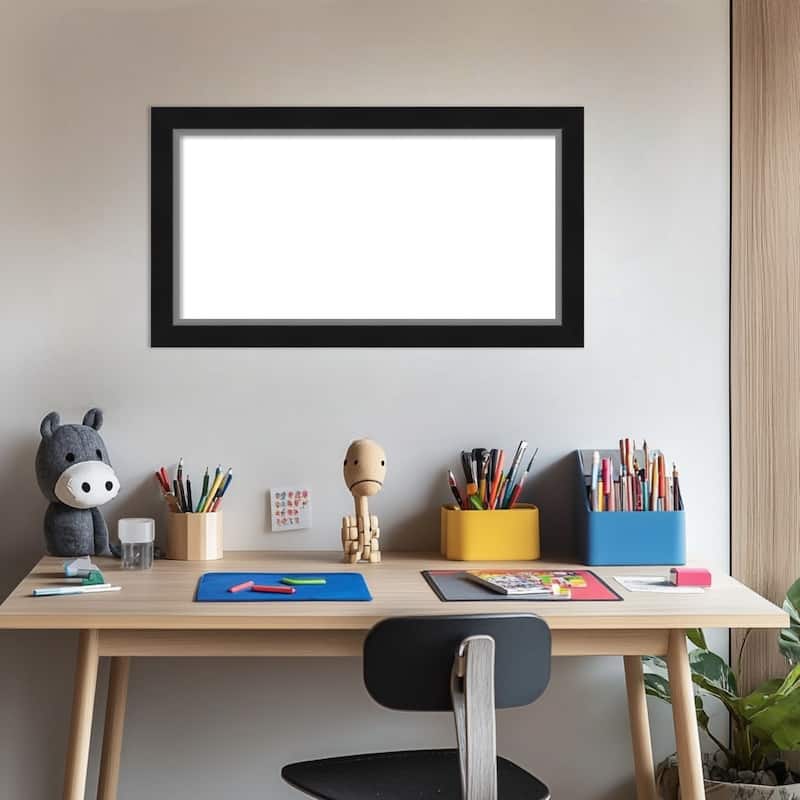 Amanti Art Eva Black Silver Narrow Framed Dry Erase Magnetic Board