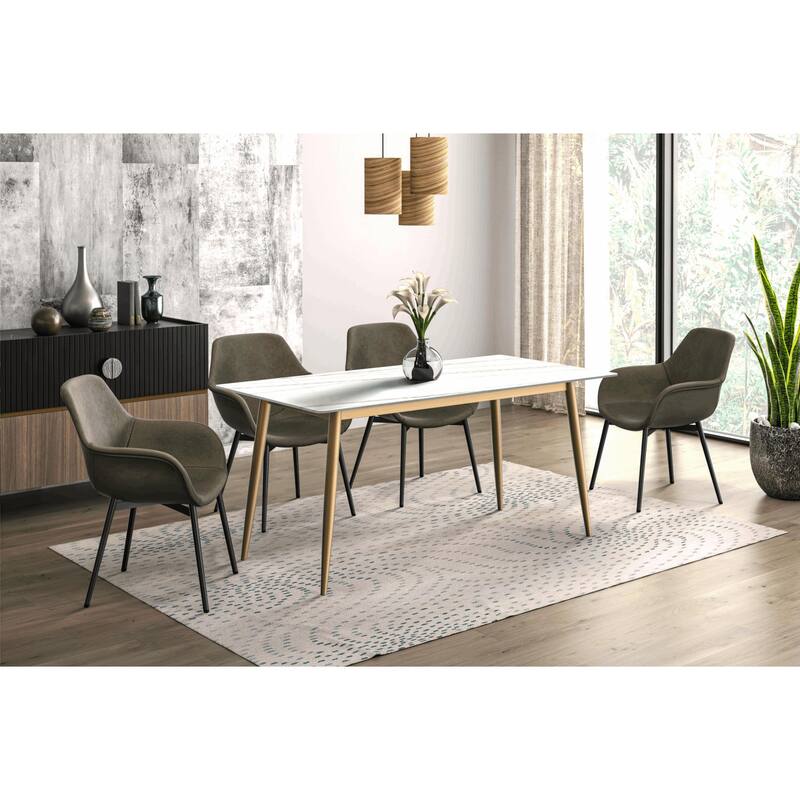 Zayle Dining Table with a 71" Rectangular Top and Gold Steel Base