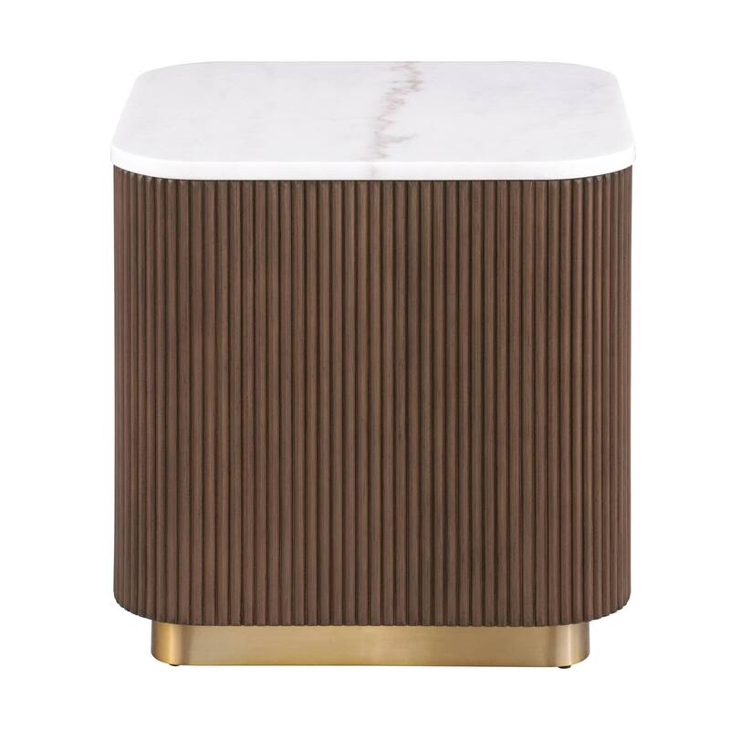 Modern Genuine Marble Top Coffee Table with Accent Gold Stainless Steel Base