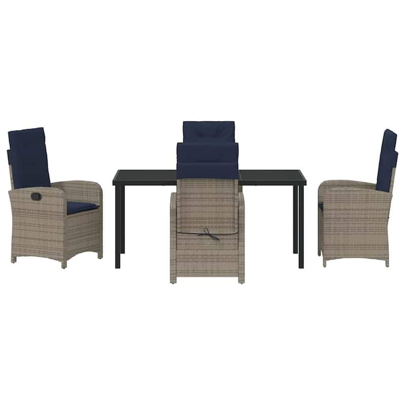 vidaXL Garden Dining Set with Cushion Grey Poly Rattan