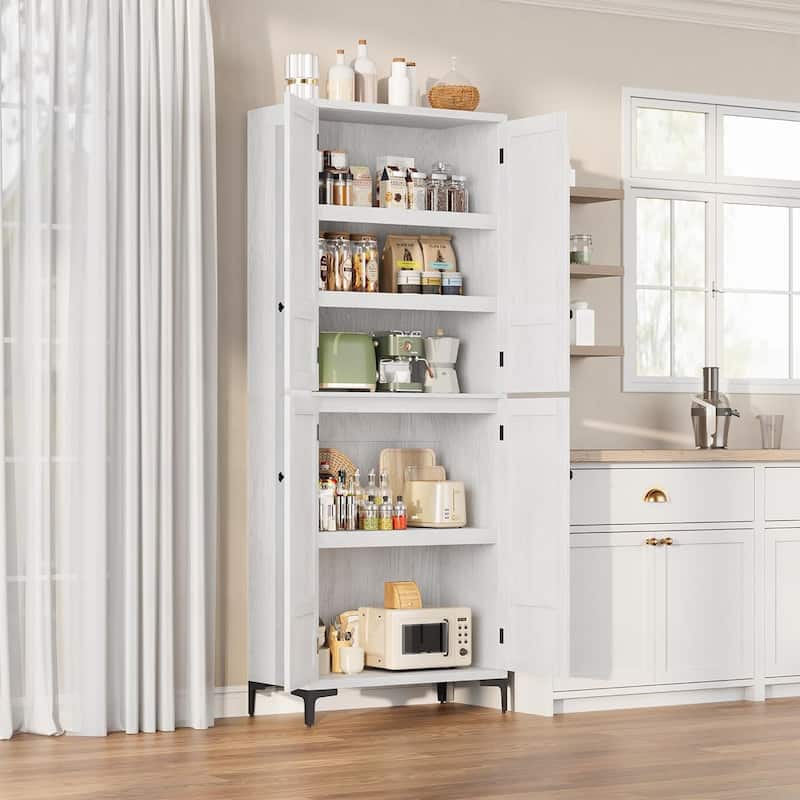 71 Inch Tall Storage Cabinet, 5 - Tier Kitchen Pantry Cabinet - White