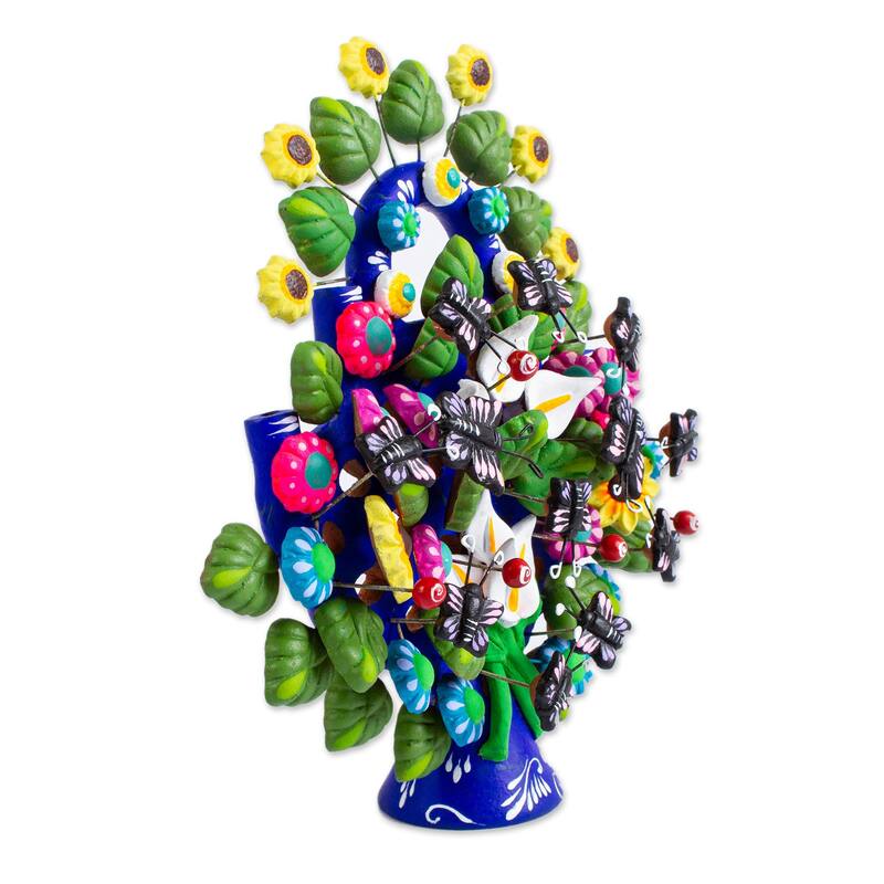 Novica Handmade Florid Cuernavaca Ceramic Sculpture