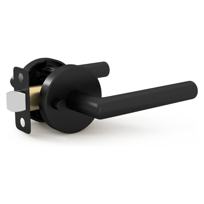 Mega Handles RONN Privacy Flat Lever for Hallway, Closet, and Bathroom I Reversible Keyless Door Lock - Matte Black