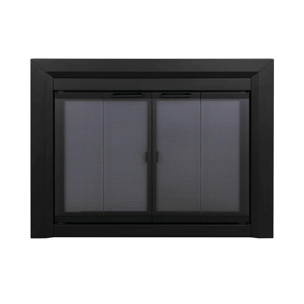 Pleasant Hearth Clairmont Fireplace Glass Door Small Black