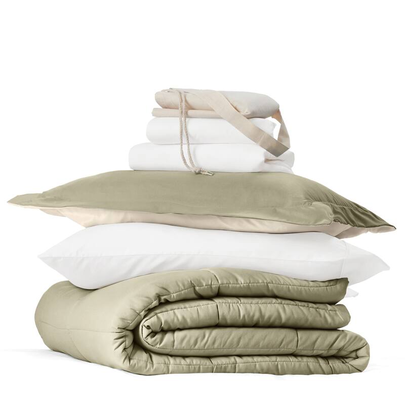 8pc Twin XL Solid Dorm Bedding Bundle