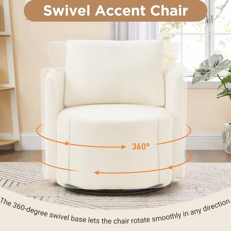 360° Swivel Chair - Chenille Upholstery, 440lb Capacity, Barrel Design