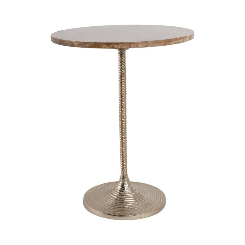 Metal Base Marble Top Modern Glam Accent Table Round Silhouette