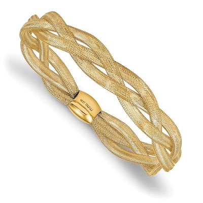Curata 10mm 14k Yellow Gold Flexible Gold Fancy Stretch Cuff Stackable Bangle Bracelet