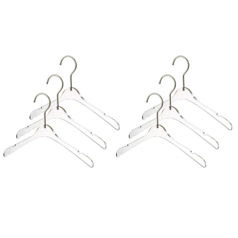 YBM Home Quality Acrylic Clear Hangers - Baby - Silver - 6 Pack