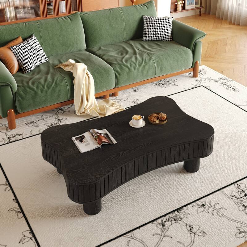 Lift Top Coffee Table 42" - Fluted Panel Hidden Storage, Silent Hydraulic Lift, Curved Safety Corners,5 Min Assembly