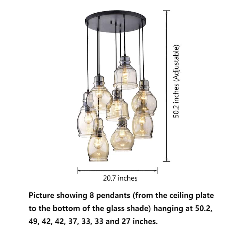Mariana Cognac Glass Cluster Pendant in Antique Black Finish