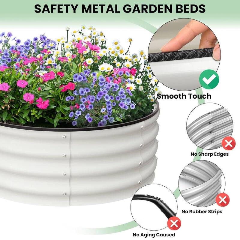 3x3x1ft Round Galvanized Raised Garden Bed, Planter Box for Vegetables, Flowers, Fruits