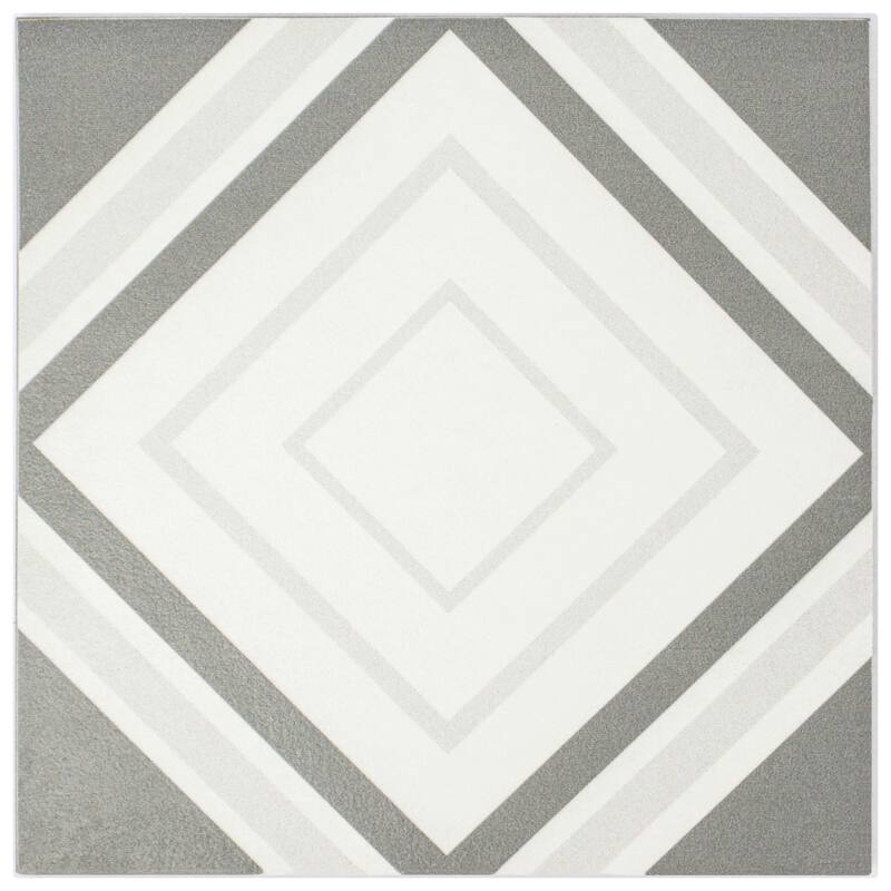 Cruz Bay Studio MKT61121 Felix - 7" x 7" Encaustic Floor and Wall Tile - Greyscale Matte