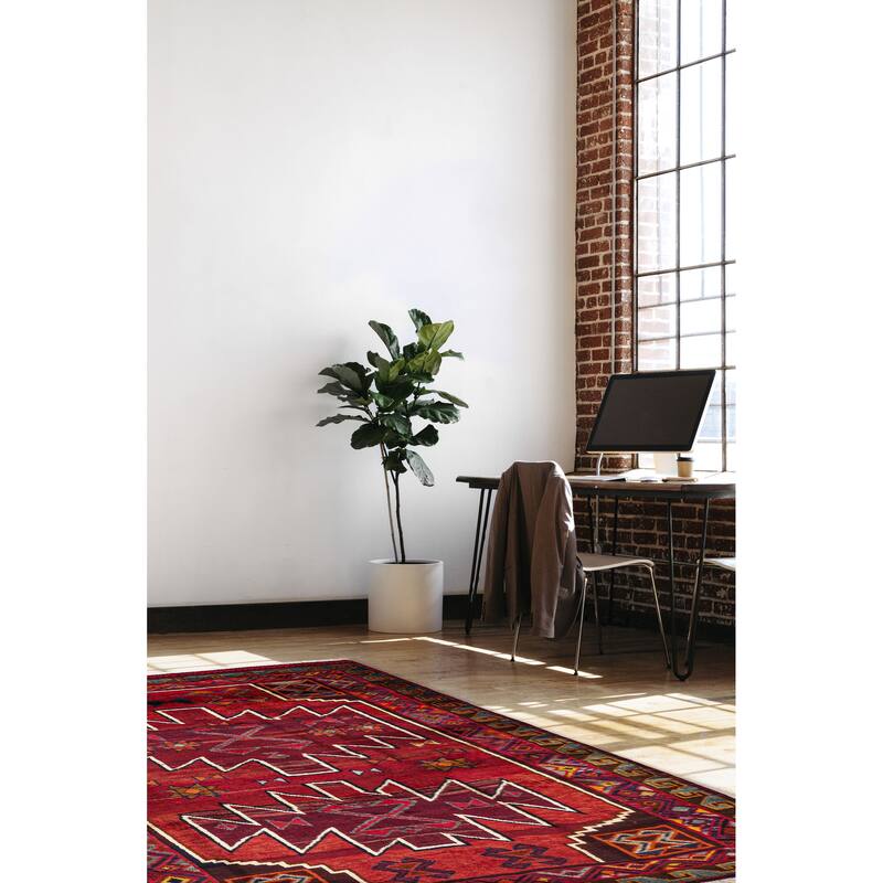 ECARPETGALLERY Hand-knotted Melis Vintage Red Wool Rug - 5'1 x 6'9