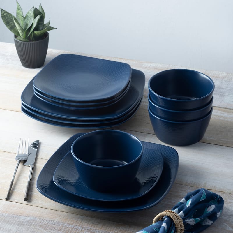Noritake Colorscapes Swirl 12-Piece Square Dinnerware Set, Service For 4