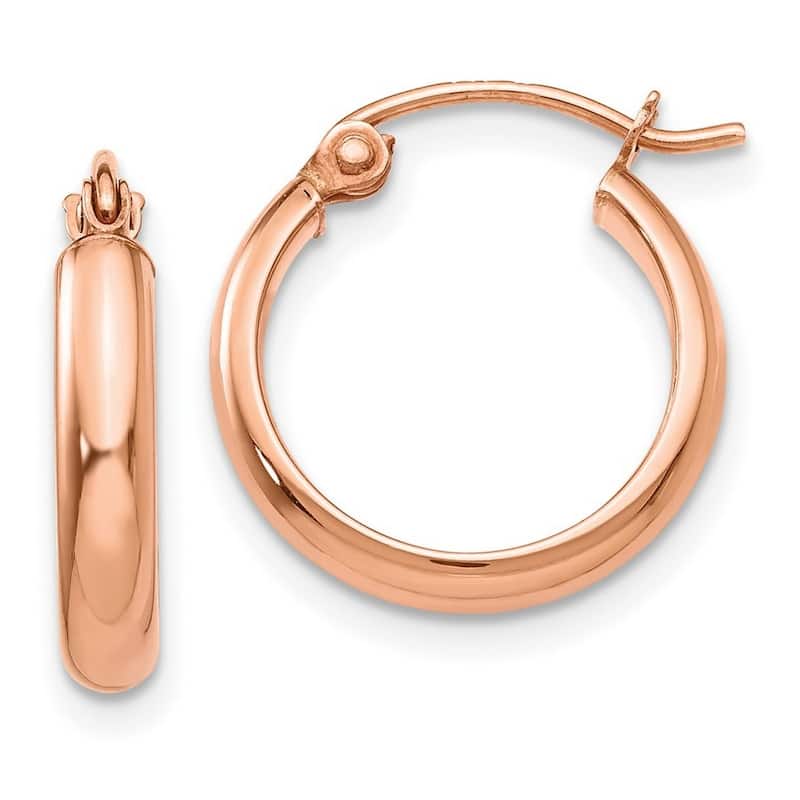 Curata 10k Rose Gold2.75mm Polished Domed Wedding Band Hoop Earrings - 15mm 18mm 25mm