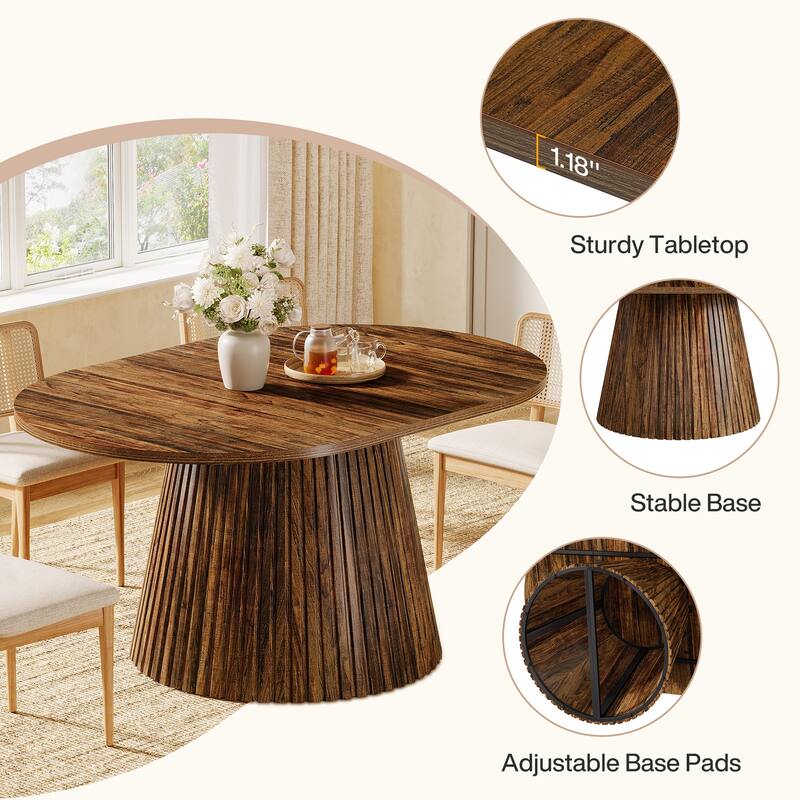 59" Oval Kitchen Table with Heavy Pedestal