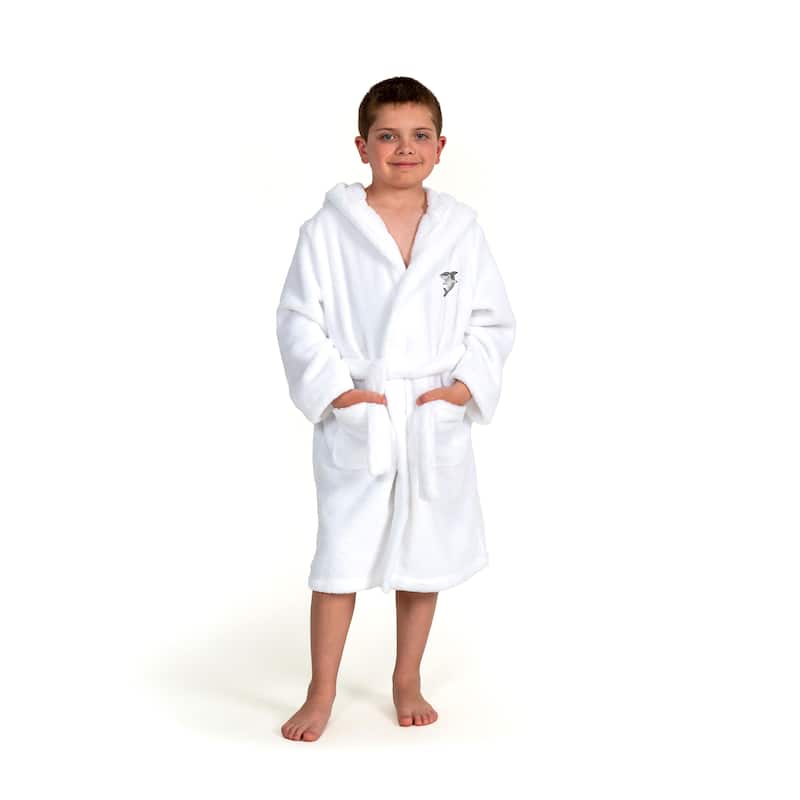 Sweet Kids 100% Polyester SUPER PLUSH Double Brushed Hooded Bathrobe - SHARK