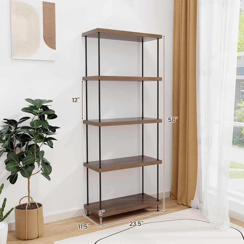 Gymax 2PCS 5-Tier Multipurpose Display Rack Freestanding Bookshelf w/