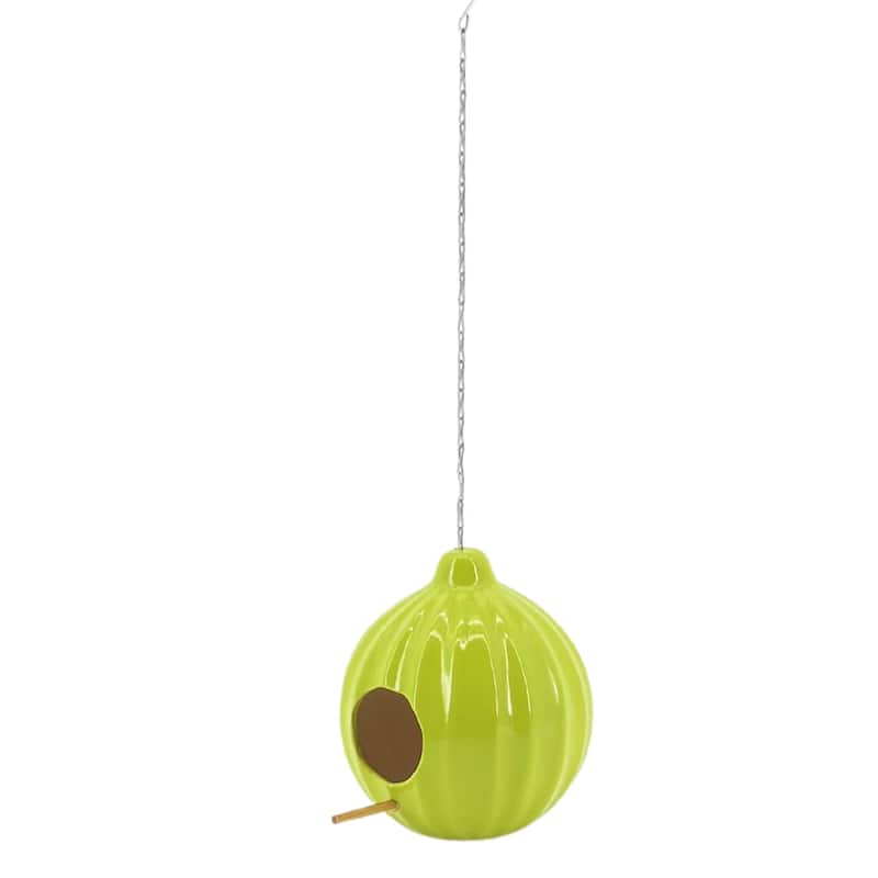 Ceramic 8-Inch Round Ruffled Birdhouse