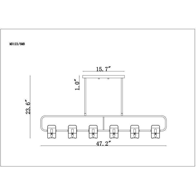 Witny 48 Inch Adjustable Kitchen Island with 6 Light