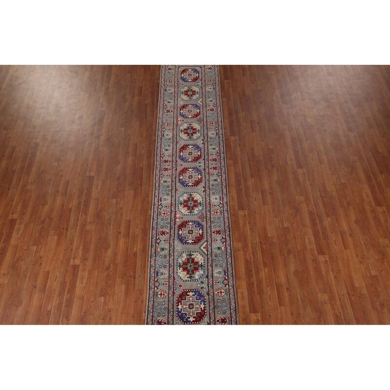 Kazak Oriental Runner Rug Handmade Hallway Wool Carpet - 2'6" x 12'9"