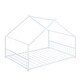preview thumbnail 4 of 9, White Full Size Metal House Bed with Roof, Fence and Back for Kids, Boys and Girls, Bedroom