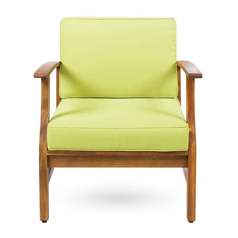 Perla Outdoor Acacia Wood Club Chair with Cushion (Set of 4) by Christopher Knight Home