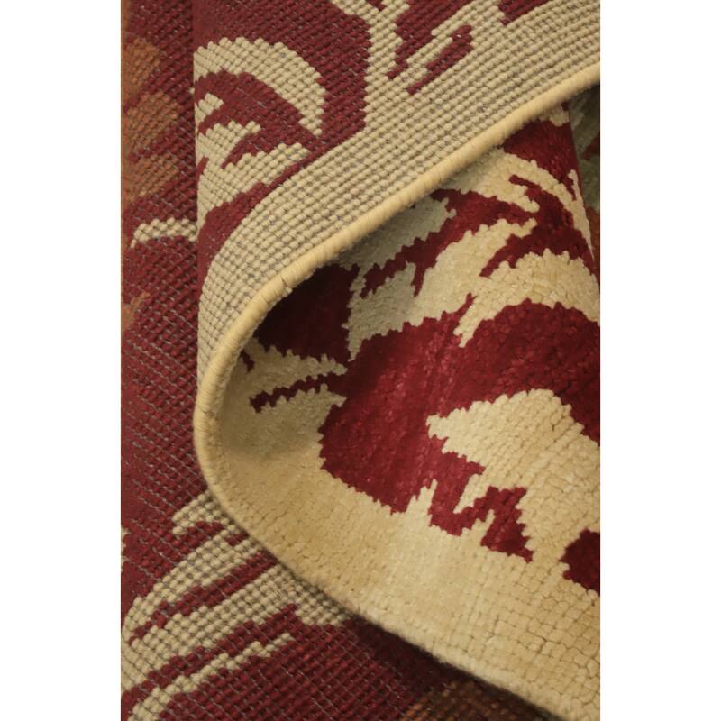 Red Floral Indian Area Rug 7x10 - 10' 1'' X 6' 6''