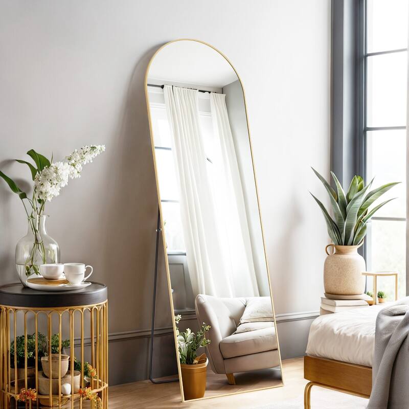 Full Length Mirror with Stand, Floor Mirror with Aluminum Alloy Frame for Bedroom, Standing Full Body Mirror for Wall, Cloakroom