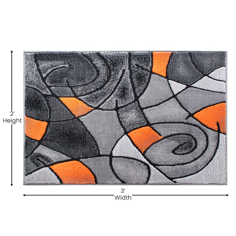 Modern Olefin Accent Area Rug - Abstract Pattern
