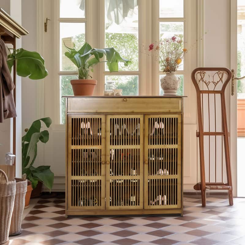Shoe Cabinet with 3 Doors and Shelves Storage Organizer Entryway - 37"x13"x39"
