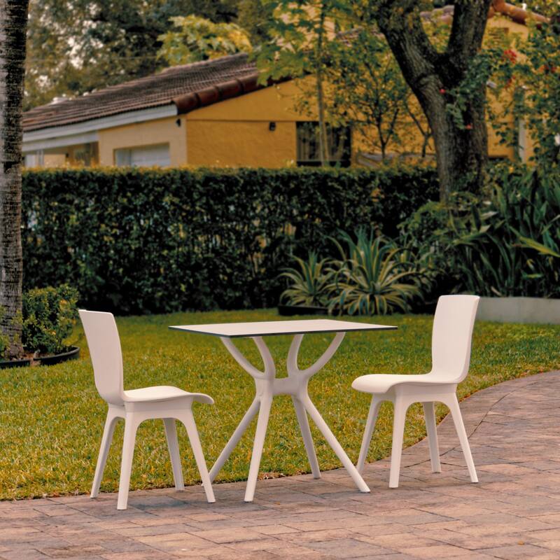 3-Piece White Recyclable Square Outdoor Patio Dining Set 33.5"